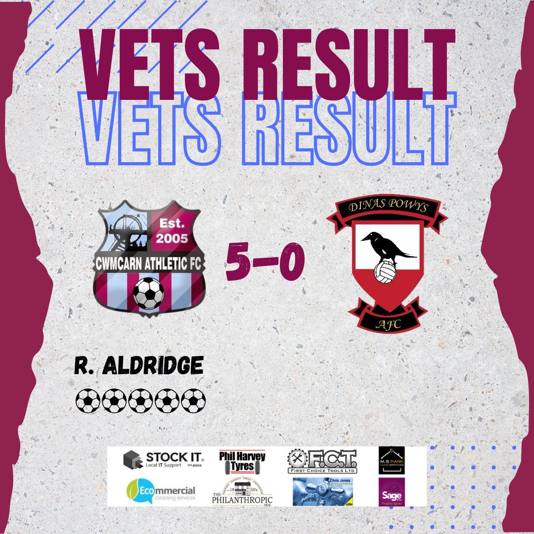 cwmcarnathletic's tweet image. Yesterday's Result! ⚽️

Vets Team 5-0 @DinasPowysFC40s 

Scorer:
Rob Aldridge netting all 5 ⚽️

The vets extend their impressive form with a 4th consecutive win. Cheers to Dinas Powys, and best of luck for the rest of the season!

#UppaCarn 🟣🔵