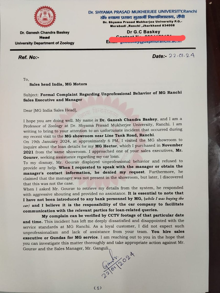 gcbaskey's tweet photo. @MGMotorIn , please see how your  executive behaved with valuable customer. @rajeevchaba @nitin_gadkari @MGMotorEurope @MGMotorSaudi @mgmotorturkiye @MGmotor @MORTHIndia https://t.co/jlmGpsaLdh