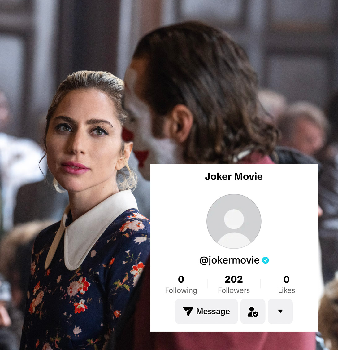 gagadaily's tweet image. The Joker movie now has an official TikTok account 👀