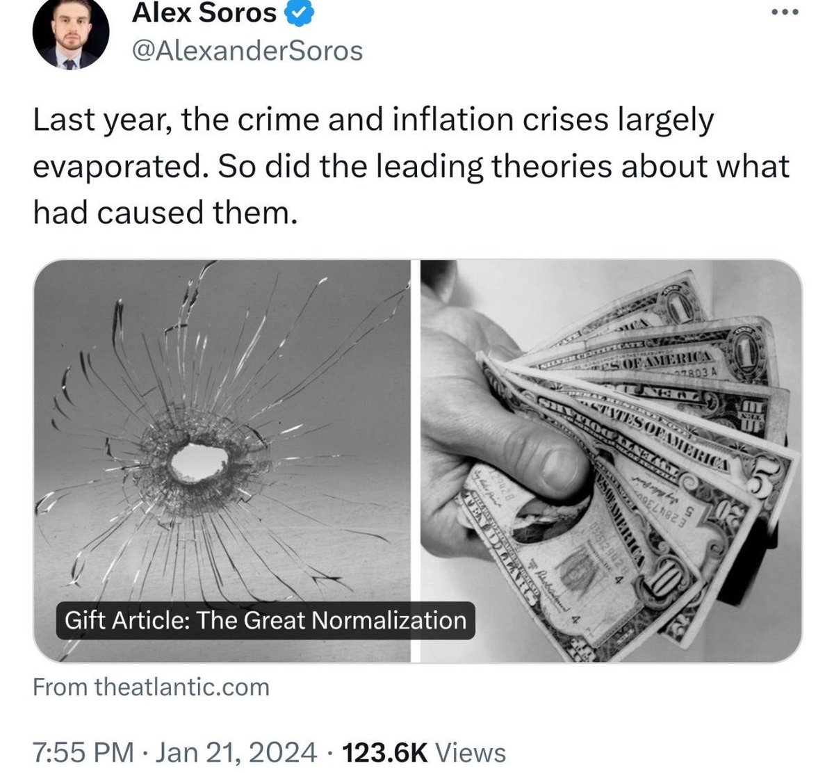 @AlexanderSoros WTH is the message you’re sending by posting a bullet hole next to $47 dollars!? And the article is filled with total bullshit!