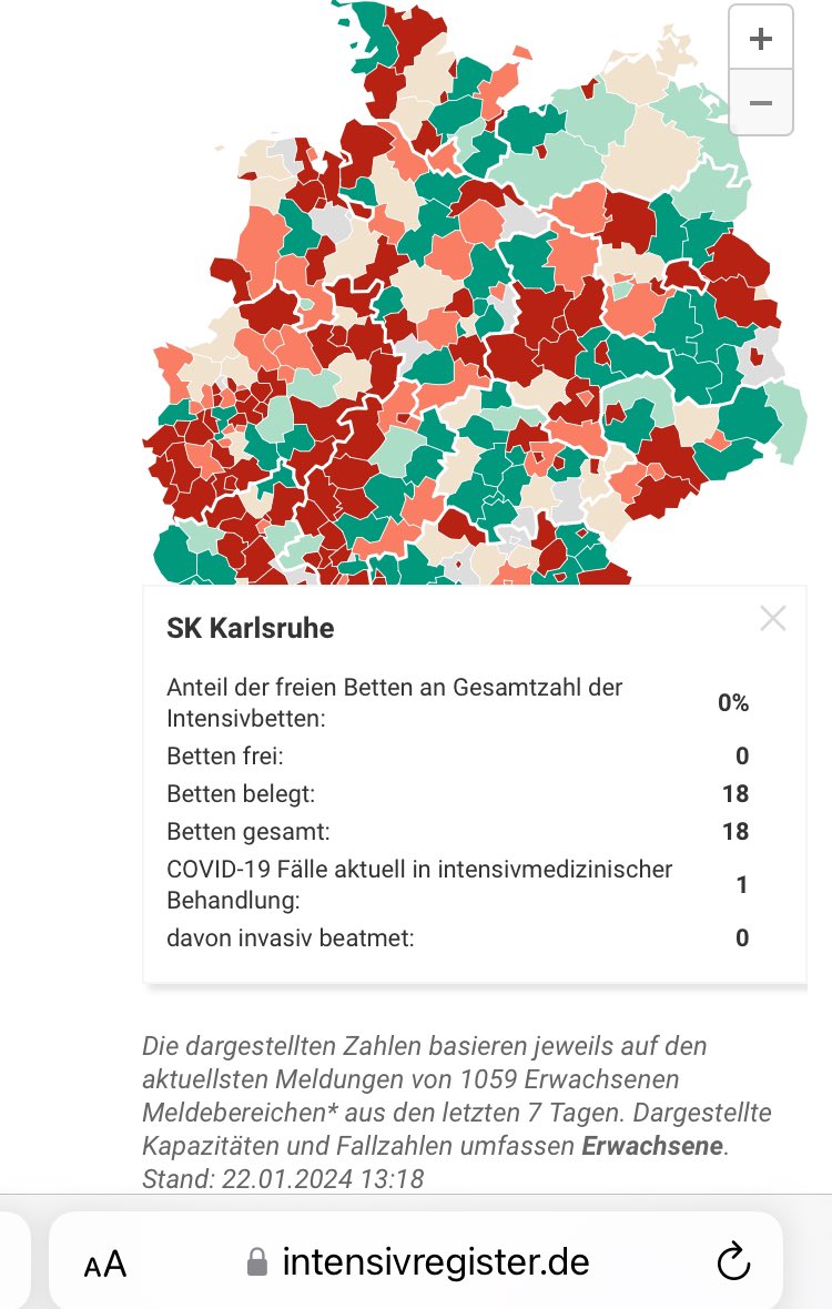Laut BNN waren am WE &gt; 20.000 Menschen auf den Demo‘s gegen rechts in Karlsruhe unterwegs. Ihr gutes Recht. Lt DIVI lag die Anzahl der freien ITS Betten bei 0. Und Niemand hinterfragt (auch das eigene) Verhalten zw 2020-2022.