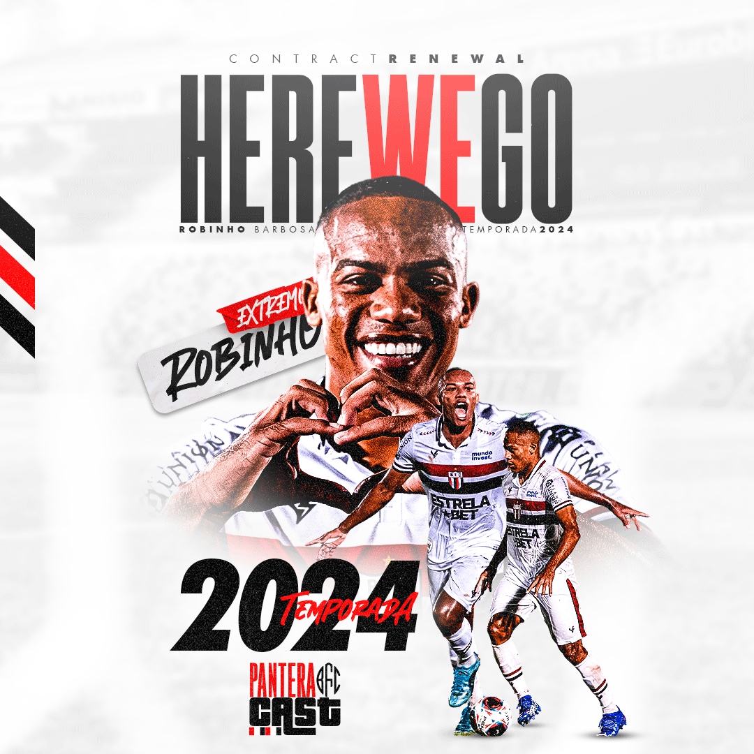 panteracast_'s tweet image. 🔥 | O Botafogo-SP anunciou a renovação contratual do atacante @RobShow95.

Robinho chegou no Tricolor no final de 2022, para a disputa do Paulistão e Série B 2023. Pelo Tricolor realizou 23 jogos, com 7 gols e 3 assistências.

O novo vínculo vai até 30 de novembro de 2024.