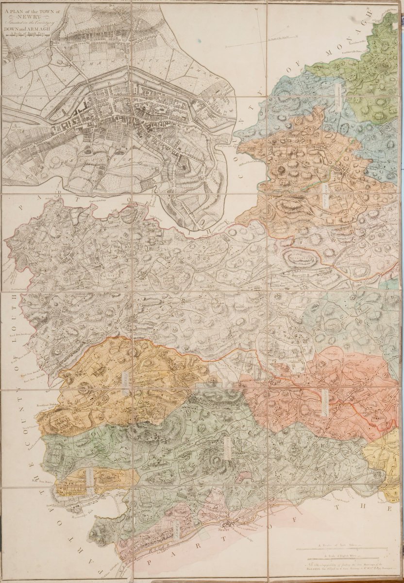 For this week's #MondayMappery we look at Rocque’s two-page ‘Topographical Map of the County of Armagh to which is anex'd the Plans of Newry and Armagh’ published in London in 1760.  Courtesy of logainm.ie

View or download the images at ow.ly/fwtF50Qt3vx and…