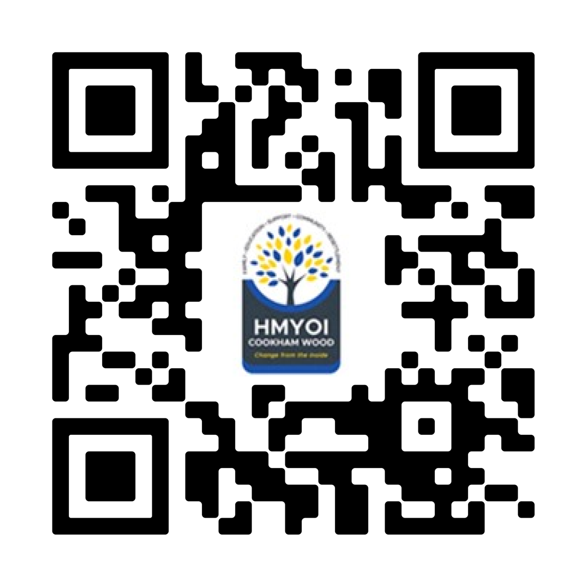 Scan the QR Code for help with Booking and planing your visit, Keep in touch with someone, Send money and gifts, Life at Cookham Wood, Support for family and friends, Problems and complaints or just how to Contact Cookham Wood