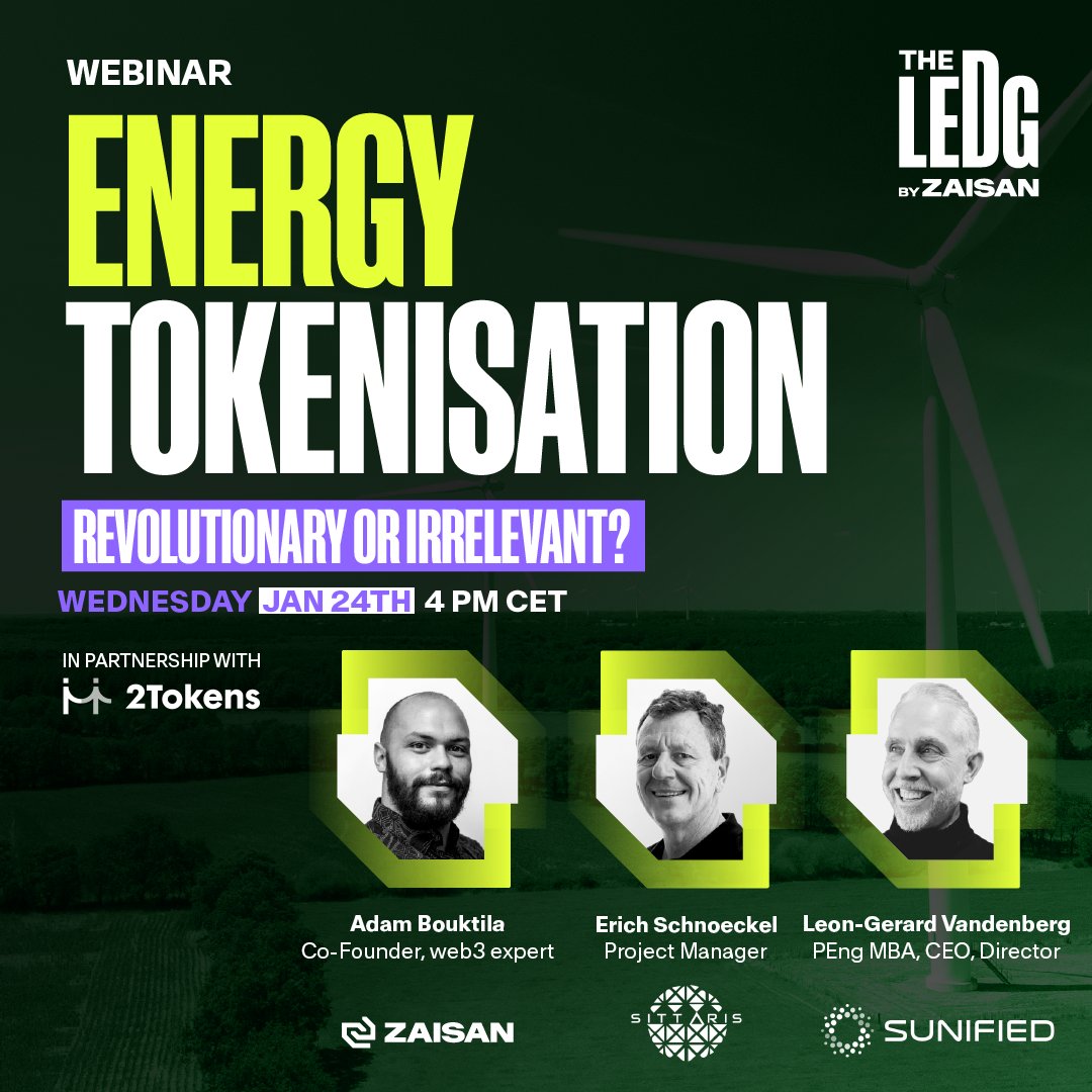 WEBINAR ALERT! Energy Tokenisation - Revolutionary or Irrelevant?🚀 Explore its potential to reshape trading, promote sustainability, and create a more inclusive market. REGISTER VIA hubs.li/Q02gVyB60 #energy #tokenization #RWA