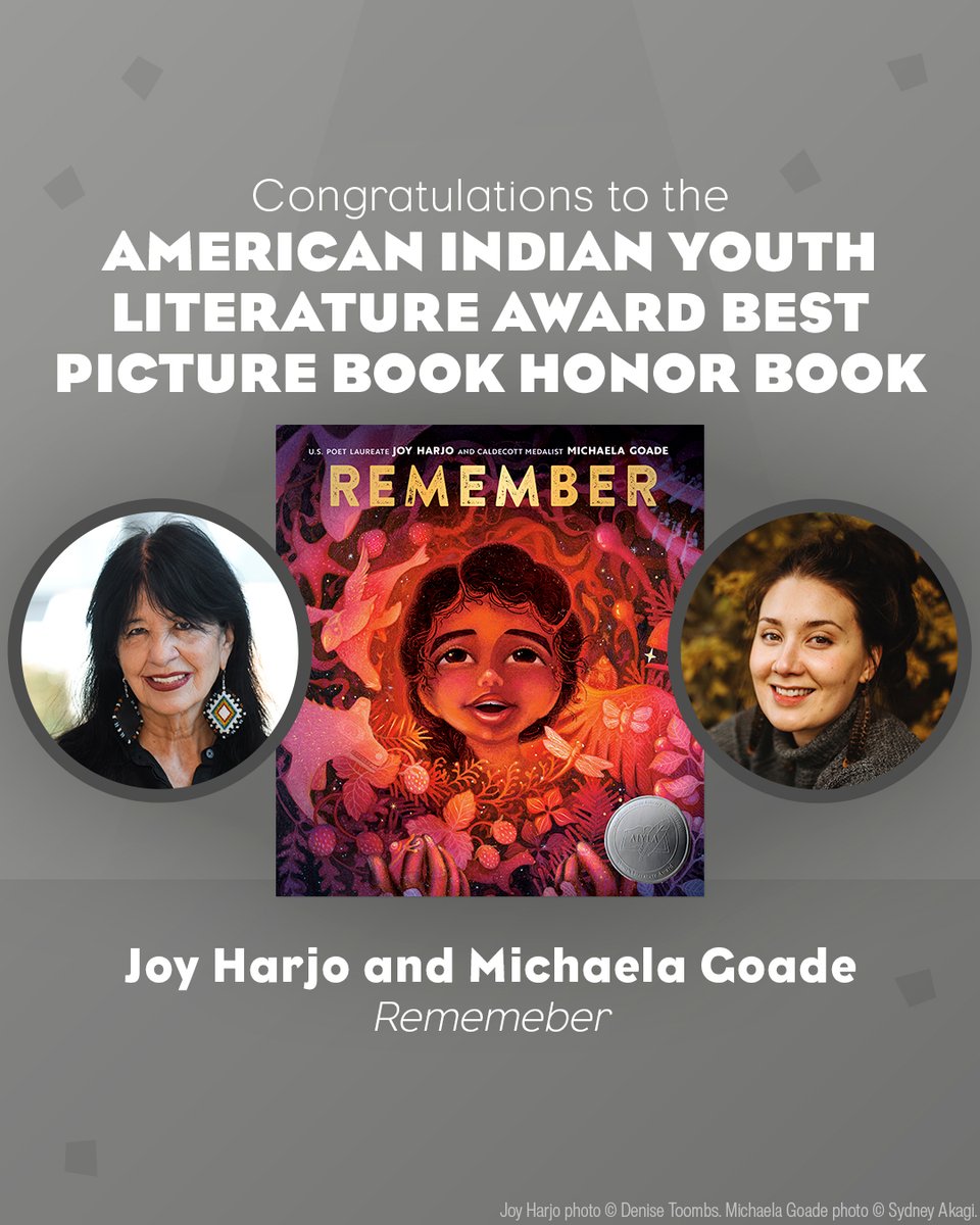 RHCBEducators's tweet image. Congratulations to the American Indian Youth Literature Award Best Picture Book Honor Book, REMEMBER by @JoyHarjo and @MichaelaGoade! Thanks to @ALALibrary and @ALAConferences #LibLearnX24 #ALAAC24