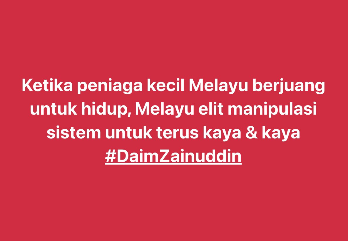Manipulasi sistem menular kepada kemiskinan berterusan #BangsaMelayu 
#MelayuKaya
#DaimZainuddin