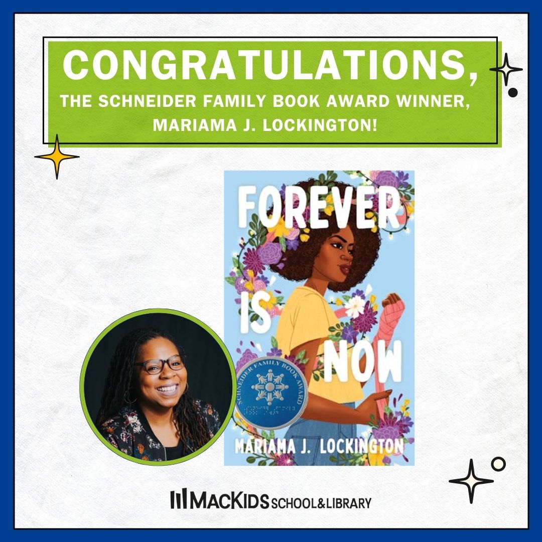 Exciting news! Mariama J. Lockington's YA novel, FOREVER IS NOW, has won the Schneider Family Book Award for Best Book for Teens!!! Congratulations, @marilock!! ✨👏 @wearealsc #ALAyma #LibLearnX24 bit.ly/3Sqvi4B