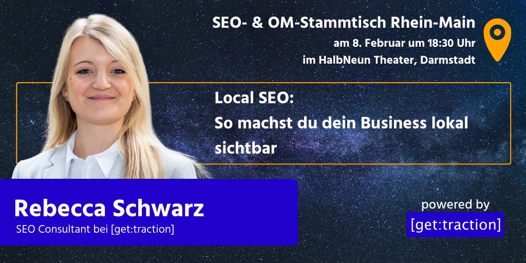 🔥Local SEO: Du möchtest dein Business lokal sichtbar machen? Hier bist du richtig! 🔥

In ihrem Vortrag teilt @becs_gold Infos zu:
🎯Hacks im Google Unternehmesprofil
🎯To-Dos auf der eigenen Website
🎯Verlinkungen in Social Networks

Jetzt anmelden 👉🏻 eventbrite.de/e/seo-om-stamm… 👈🏻