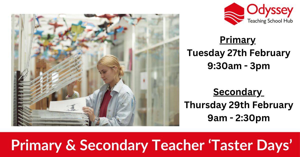 Odyssey Teaching School Hub (@odysseytshub) on Twitter photo Teacher Taster Days in Cheltenham in February!
Book now to find out more about #traintoteach and life as a teacher in #Gloucestershire
Email admin@odysseytsh.org to book or for more information!
#getintoteaching #gloucestershireteachers #initialteachertraining Teacher Taster Days in Cheltenham in February!
Book now to find out more about #traintoteach and life as a teacher in #Gloucestershire
Email admin@odysseytsh.org to book or for more information!
#getintoteaching #gloucestershireteachers #initialteachertraining