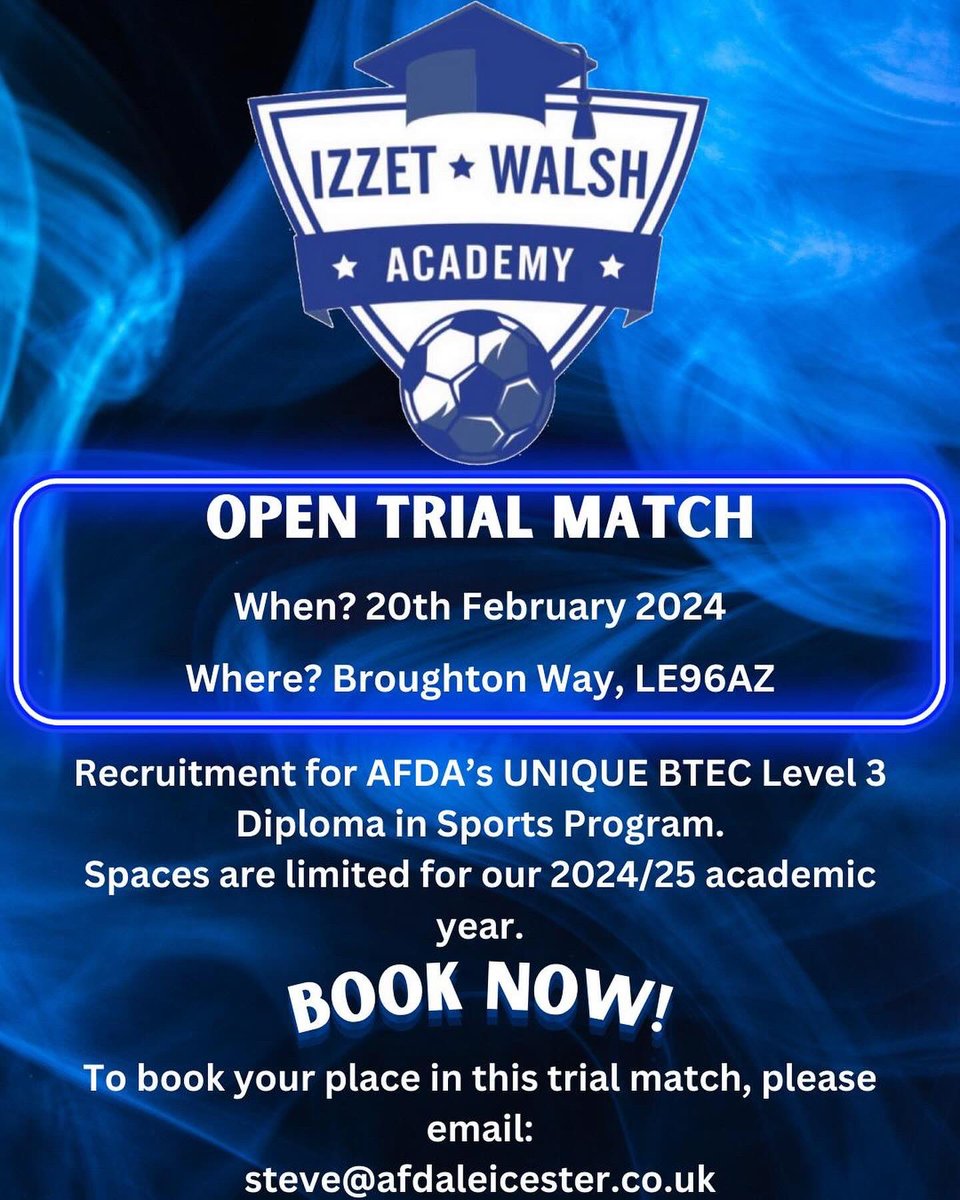 BOOKINGS Still Live!! Really good interest in AFDA Academy. Any U16’s footballer or Post 16 Year 11 student Don’t miss out on your placement. #inspire #educate #achieveyourdreams ⚽️⚽️⚽️⚽️ AFDA Football Academy @Muzzie06 @AFDAcademy