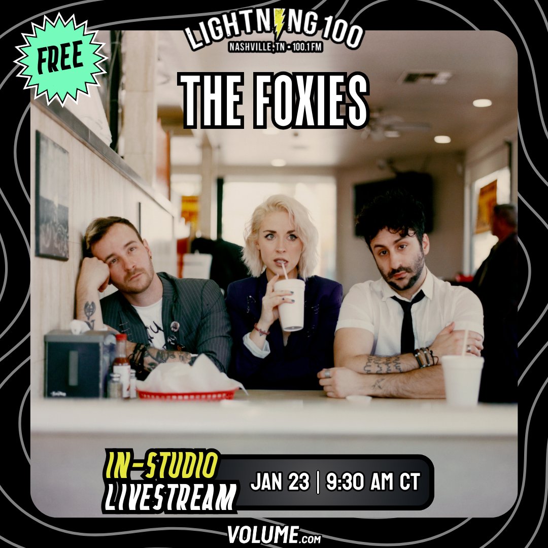 Tomorrow we welcome <a href="/TheFoxiesMusic/">THE FOXIES</a> into the <a href="/GetOnVolume/">Volume.com</a> booth! Tune in at 9:30am to catch up with the locals as they get ready to rock at <a href="/eastirisstudios/">Eastiris Studios</a> this Wednesday!

Stream here: volume.com/lightning100/