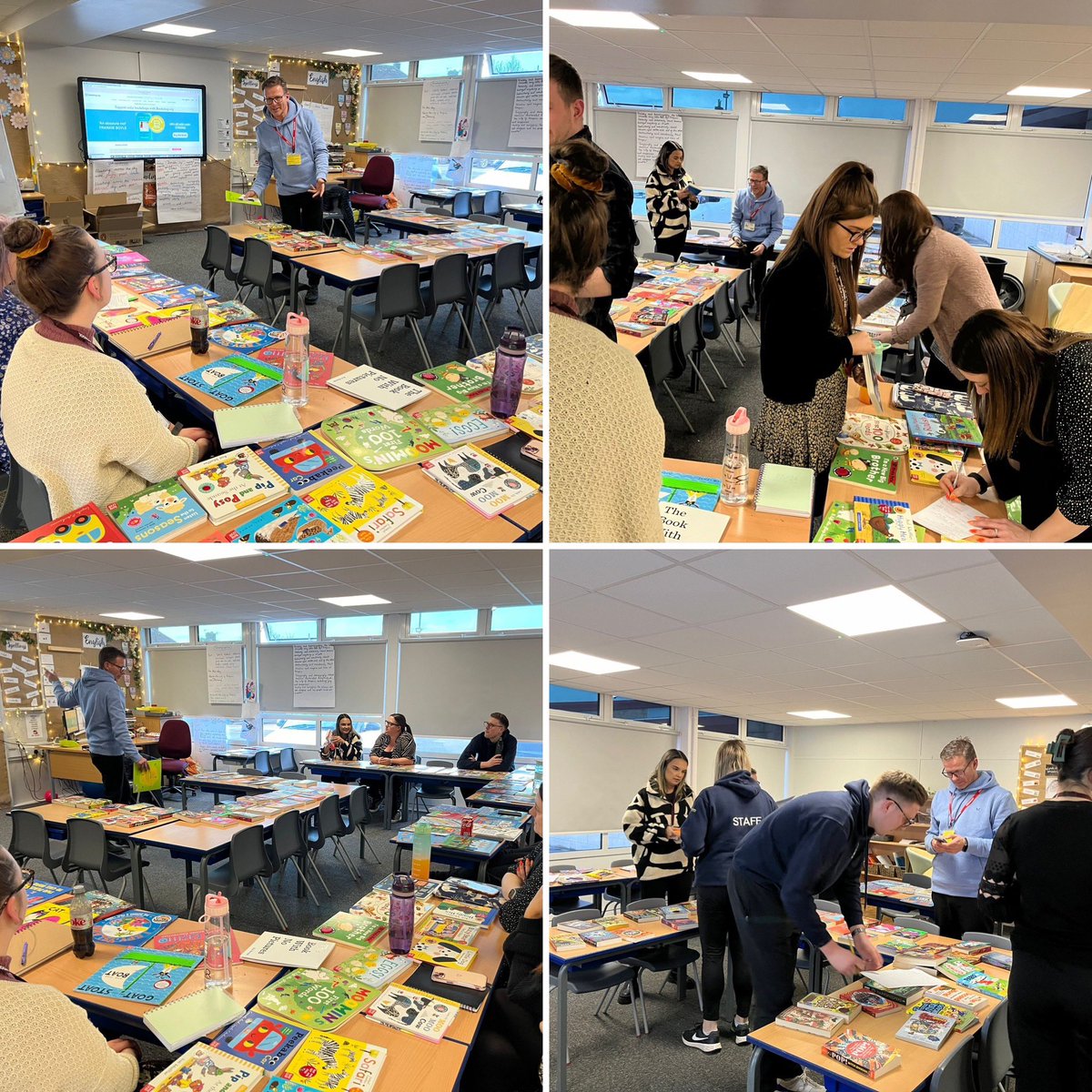 WestViewPrimary's tweet photo. Thank you to @drakebookshop for a great staff meeting tonight. Teacher book talk whilst browsing new titles and orders placed! Great way to spend time together after school 📚 @LettersSounds @EnglishHubWG https://t.co/cthsA6mRyI