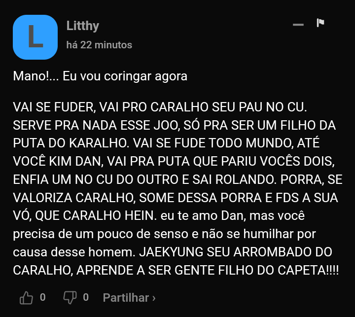 Orochim23767671's tweet photo. De: Eu 
Para: Joo Jaekyung

Espero que o Dan se Valorize e que o lutador com orelha de couve-flor vá para o inferno 

#Jinxmanhwa https://t.co/sfH46jmEHU