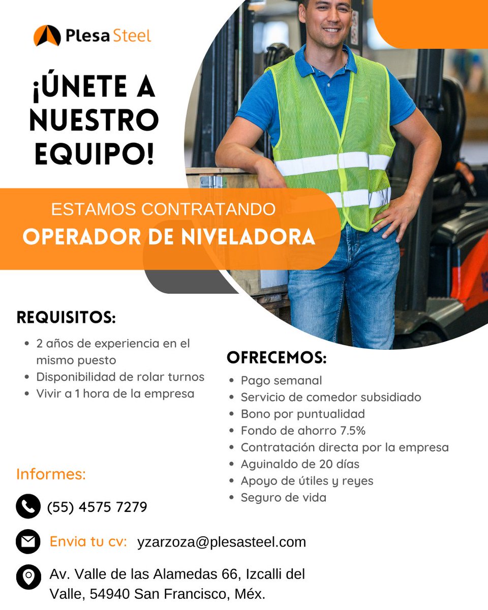 PlesaSteelMx's tweet photo. #empleo #trabajo #Tultepec #Tultitlán #Coacalco #Tlalnepantla https://t.co/brZXRuGbYj