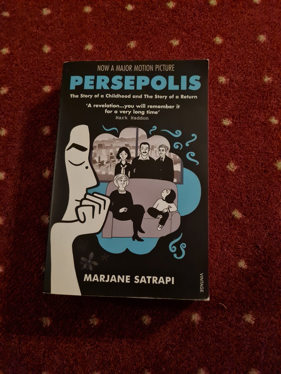 Excellent from Satrapi. A window into the Iranian revolution through her own childhood, adolescence &amp; early adulthood. Inc. short sojourn in Vienna. Dissonance between public &amp; personal life/behaviour was particularly stark. Ta <a href="/KW_Translator/">Katherine Walker</a> for the book! #walkerbookrv #booktwt