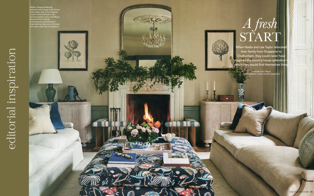 Delighted to see this 'Morton' upholstered Ottoman in the February issue of The English Home When you pick up a copy, look for Kate Freud's 'A Fresh Start' feature and read all about Nadia and Lee Taylor's story of relocating from Singapore to Cheltenham.