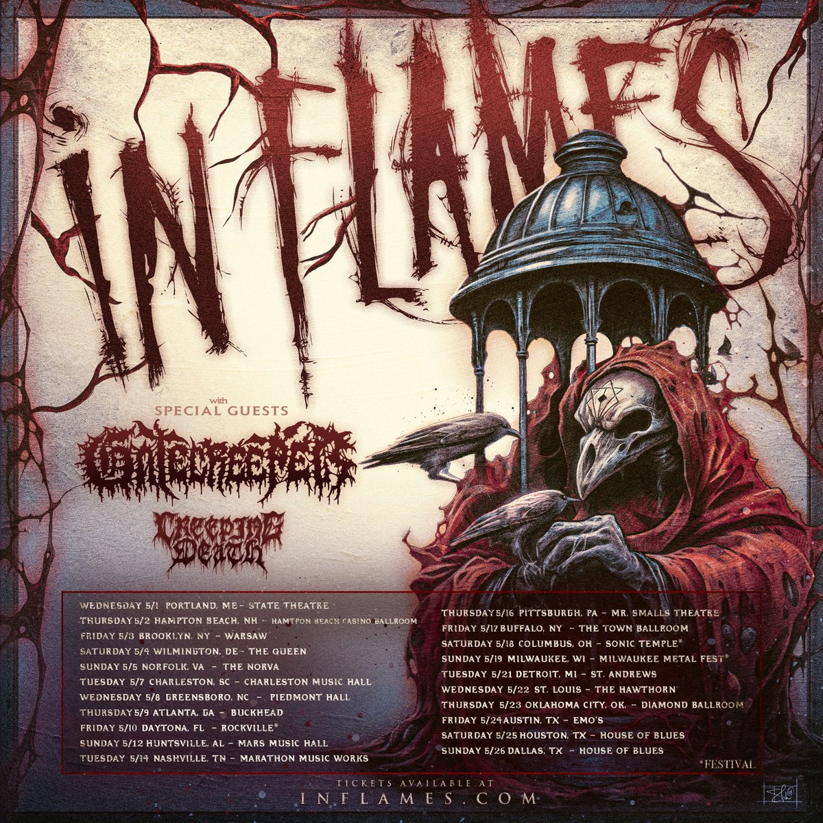We are hitting the road with @InFlames_SWE and @CreepingDeathtx. Tickets on sale Friday at 10am at GATECREEPER.COM. More tour dates coming soon...