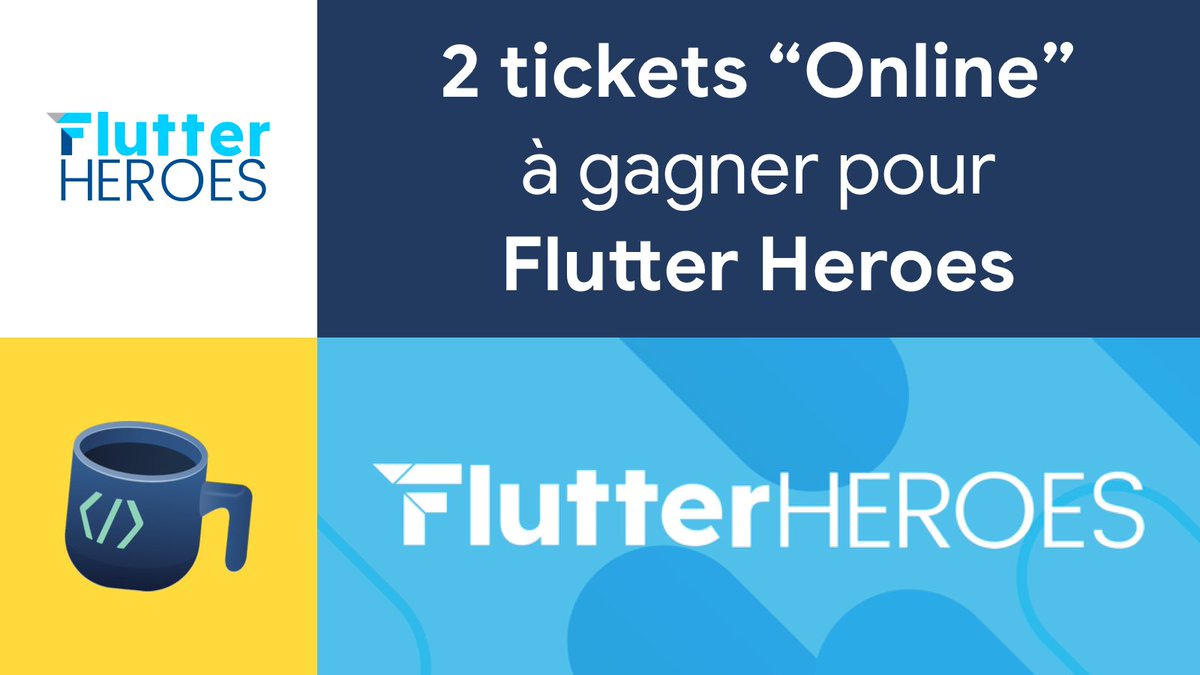 DevCafeYt's tweet photo. 🎁 En partenariat avec @flutterheroes, vous avez la possibilité de gagner 2 tickets Online.

Pour cela :
1️⃣ Suivre ce compte
2️⃣ Reposter ce message

https://t.co/Xe1pKNDsal

Fin du concours le 29/01 à 23:59
#flutter #flutterheroes #concours https://t.co/RRFeKwlAXY