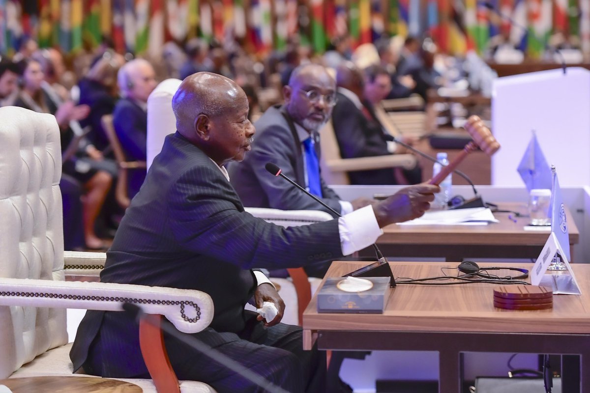KagutaMuseveni's tweet photo. I closed the Third South Summit of the Group of 77 and China with a call on   leaders in the world to support each other’s prosperity and ensure that nobody is left behind.

My one year chairmanship of the G77+China group of nations shall focus on three key issues;

1. Enabling participation of all persons in spheres of production of goods and services.
2. Enabling access to markets for ease of buying and selling of goods and services.
3. Creating enabling soft and physical infrastructure in the sectors of energy, information and technology, and transport.

There’s so much we can do together, however, prosperity cannot be achieved if the group still has pockets of insecurity as this is among the top impediments to investment.

I thank everyone who participated in these summits. The goal is shared global affluence and there is nothing we cannot achieve if we work together.