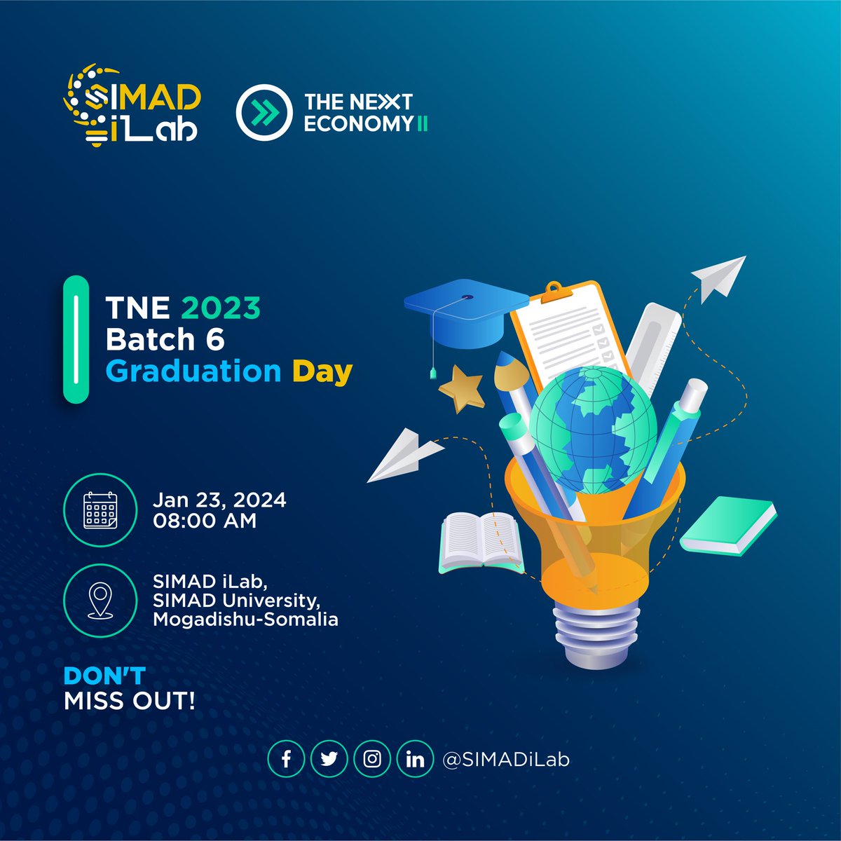 SIMADiLab's tweet photo. We're excited to announce The Next Economy (TNE) Batch 6 graduation ceremony is set for Tuesday, January 23, 2024. A heartfelt pre-congratulations to all our graduates on this significant achievement. #iLabEvents #iLabDiaries #iLabImpact https://t.co/k37YgOY5DE