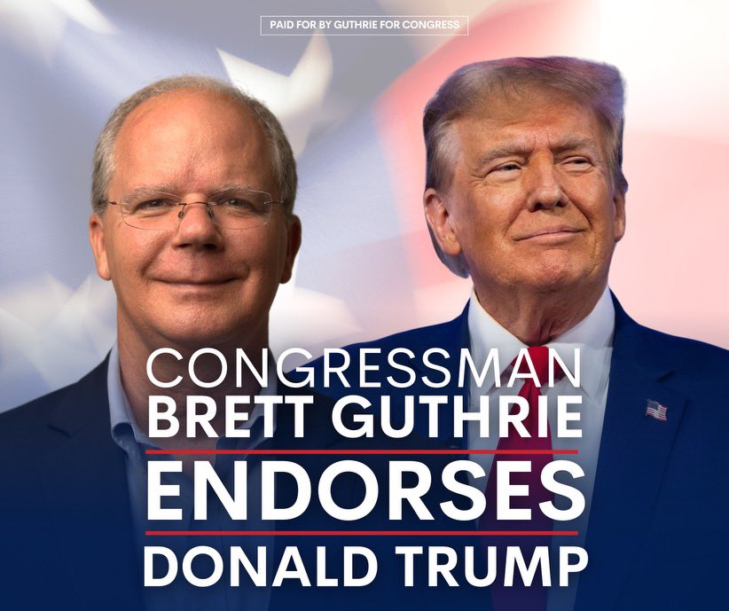 brettguthrie's tweet photo. Proud to announce my endorsement of Donald Trump for President!

He will secure the border and rescue this country from Joe Biden’s terrible policy decisions. https://t.co/TRi9iwZ80S