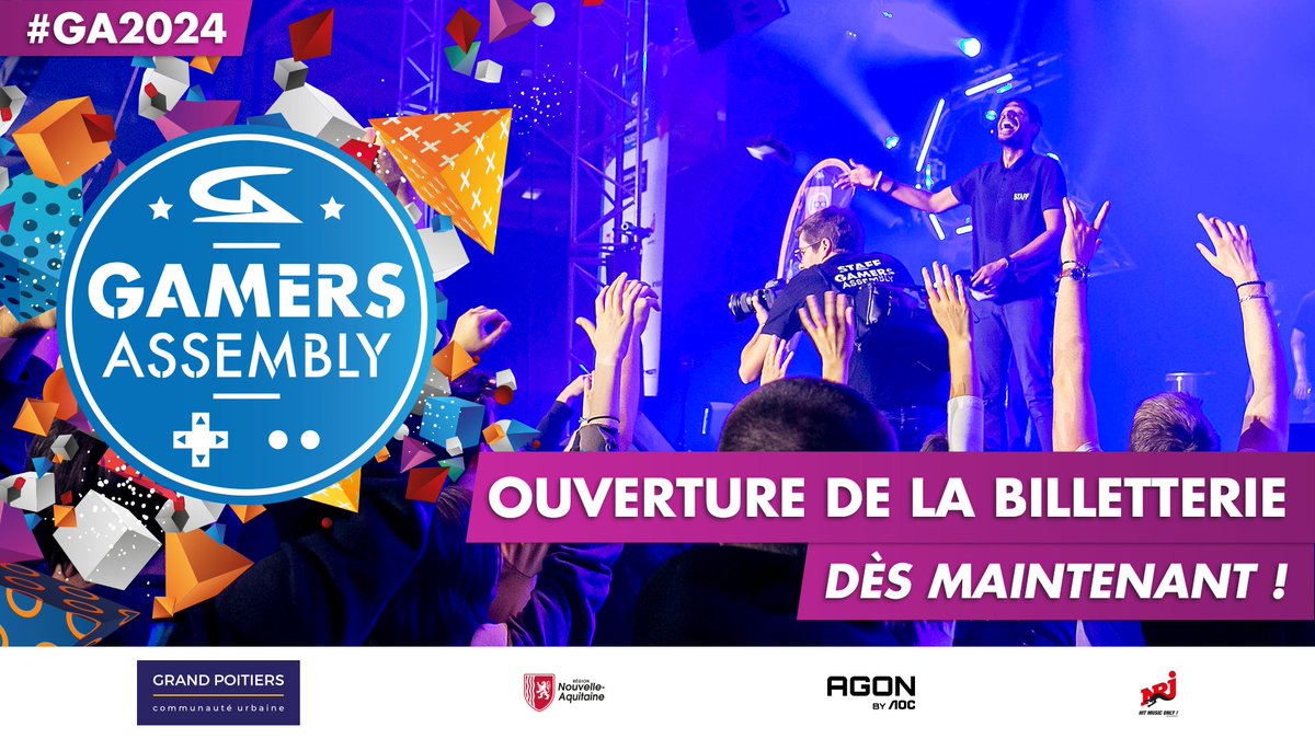 🙌 On y est, la billetterie de la Gamers Assembly Festival Edition ouvre officiellement ses portes. 🔥  

⚠️ Promo early bird : 10€ de réduc' avec le code #GA2024 ! 👀  

Ça se passe par ici 👉 ga2024.gamers-assembly.net