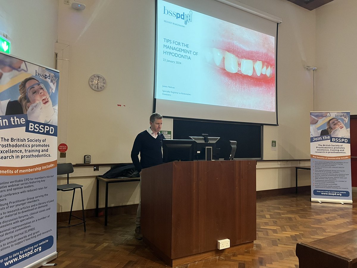 We have the @BSSPD Roadshow in the Centre for Dentistry in @QUBelfast this evening with presentations from James Nelson and Ciaran Moore. An excellent opportunity to showcase ongoing complex clinical care and research in Prosthodontics.
