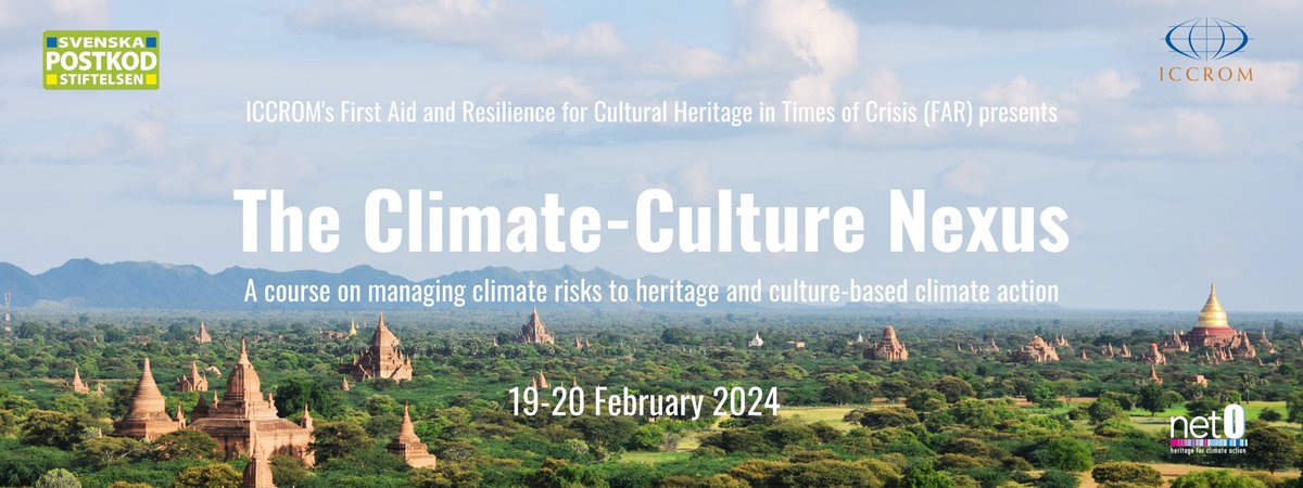 RT @ICCROM @FAR_ICCROM Managing Climate Risks to Heritage and Culture-Based Climate Action Training Course, apply by Jan 31 ow.ly/v0En50Qozzg @UnescoTCHER @ANSCH_1 @ProcultherP @lamaabboud11 @IAAS_Forum @SMITHSONIANCRI @climatemuseums @CultureDeclares @museumsforparis