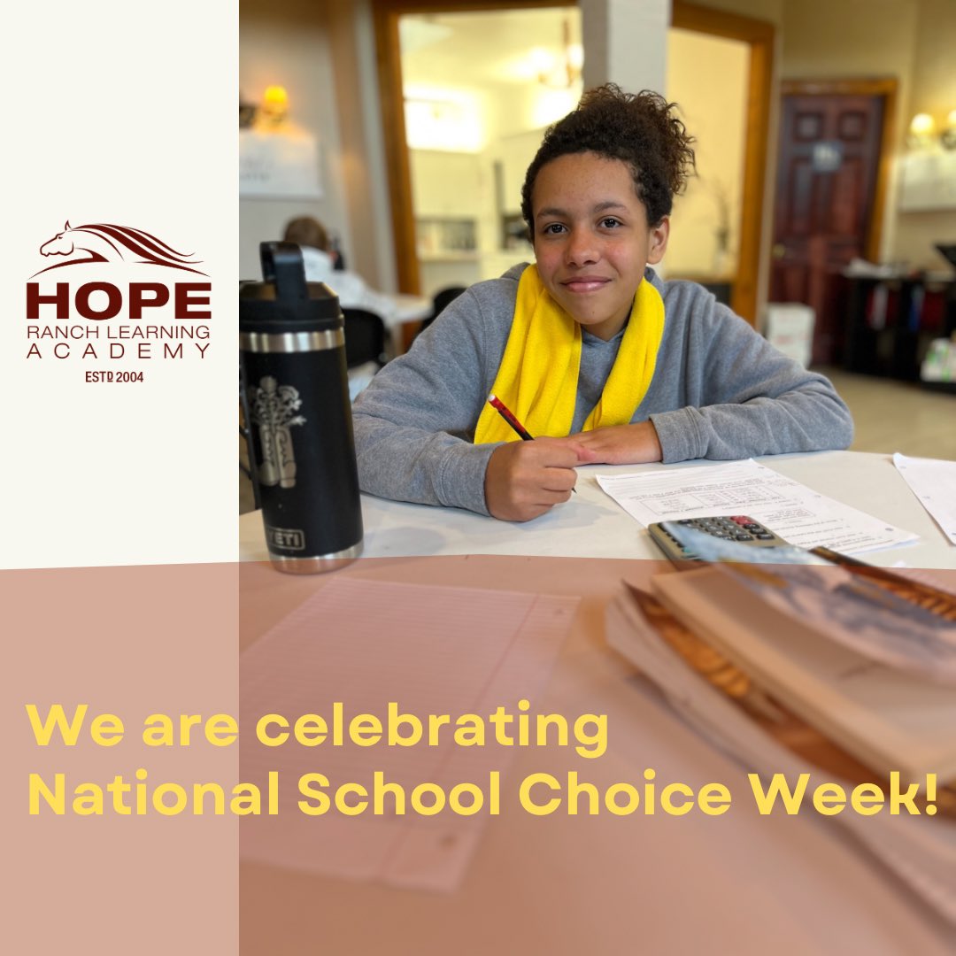 🟡🟡🟡Hope Ranch Learning Academy is joining the #NationalSchoolChoiceWeek2024 celebration! 🟨🟨🟨

#nationalschoolchoiceweek #schoolchoice #parentsknowbest #ilovemyschool #weloveourschool #hoperanchlearningacademy #hoperanch #HRLA #hopeyouthranch #autismacceptance #specialneeds