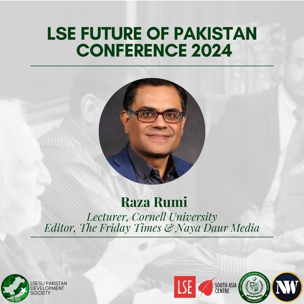 LSE SU Pakistan Development Society (@lsesupakdev) on Twitter photo Mr. <a href="/Razarumi/">Raza Ahmad Rumi</a>, an LSE Alumnus, will be joining us to discuss Pakistan’s current political climate. He is a former Civil Servant and a distinguished lecturer at Cornell University teaching Public Policy and International Development. He is also the editor <a href="/nayadaurpk_urdu/">Naya Daur Videos</a>. Mr. <a href="/Razarumi/">Raza Ahmad Rumi</a>, an LSE Alumnus, will be joining us to discuss Pakistan’s current political climate. He is a former Civil Servant and a distinguished lecturer at Cornell University teaching Public Policy and International Development. He is also the editor <a href="/nayadaurpk_urdu/">Naya Daur Videos</a>.