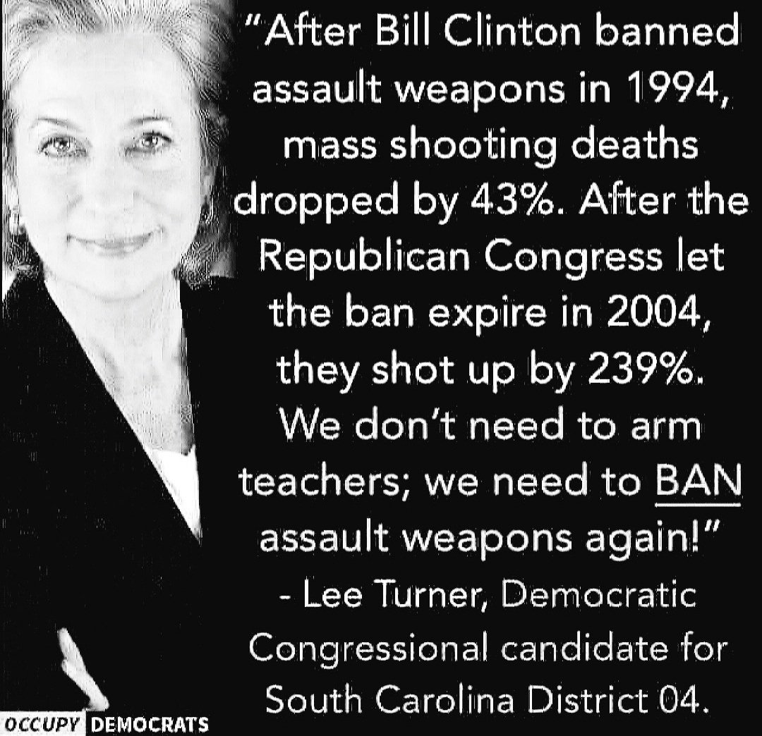After Bill Clinton banned assault weapons in 1994, mass shootings dropped by 43% ...