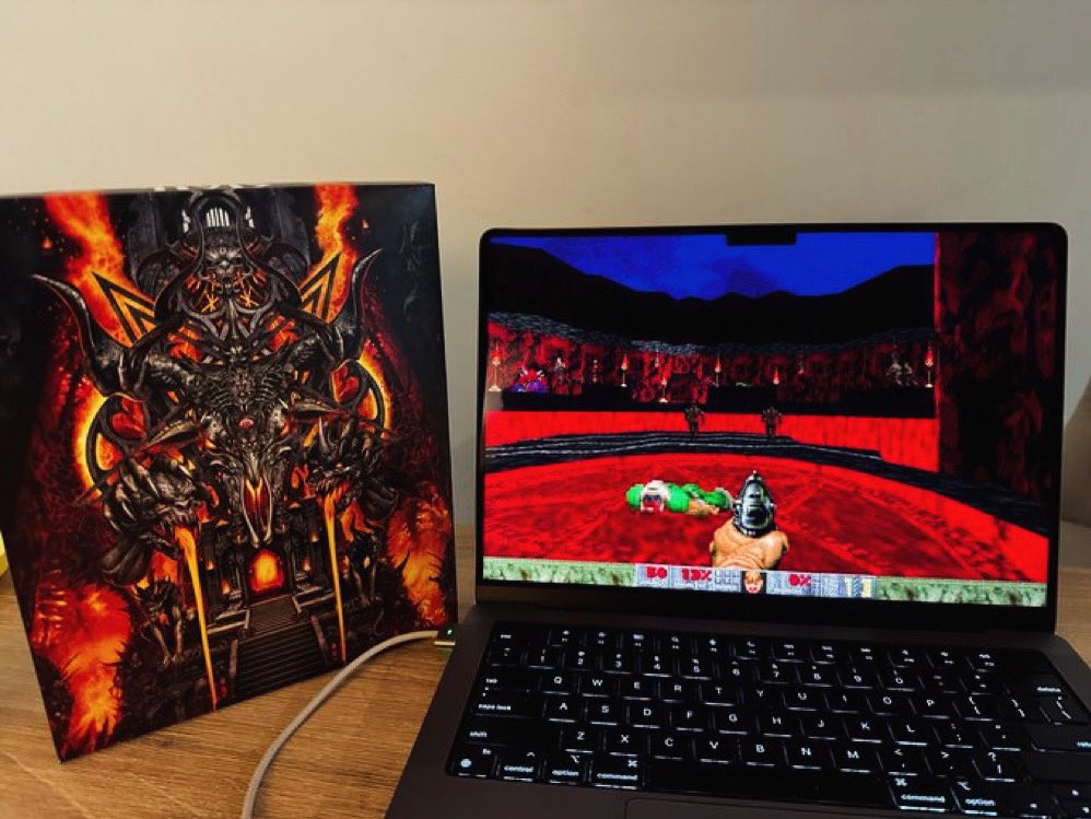 romerogamesltd's tweet photo. The SIGIL II big box is not just a game, it's a gorgeous display piece too. Enjoy playing the WAD with an eye-catching view, as shown by @JamesSwiney. It's simple multitasking! 👀🔥

#SIGILII https://t.co/hGttEiOgds