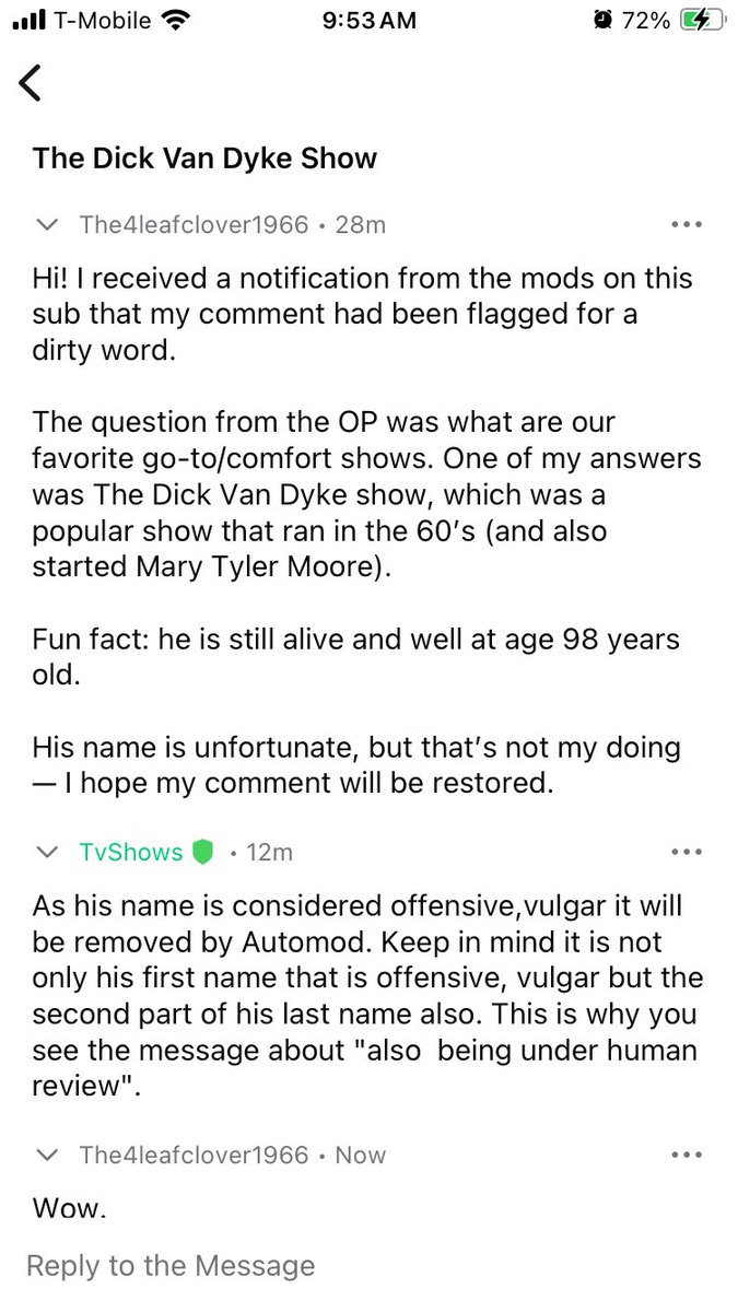 the4leafclover's tweet photo. Hey, @Reddit 
Your cry-baby Mods are everything. That’s wrong with social media. https://t.co/g1kiyCOpKx