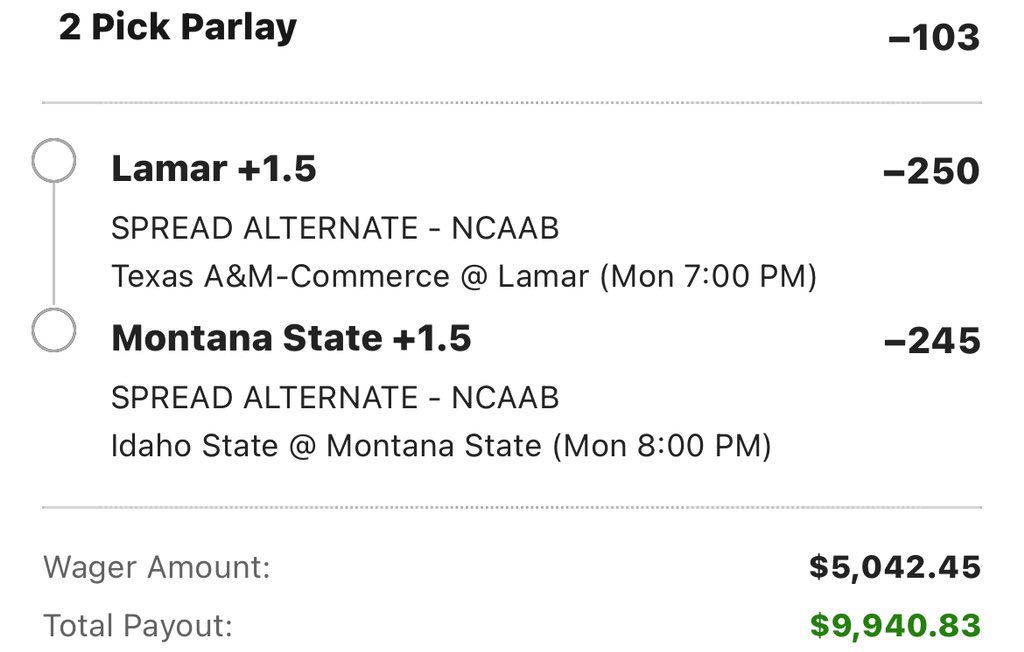 7th bet - ladder challenge🪜

$5042.45 to win $9940.83 

#bettingx #gamblingx #bettingtwitter #GamblingTwitter #ladderchallenge