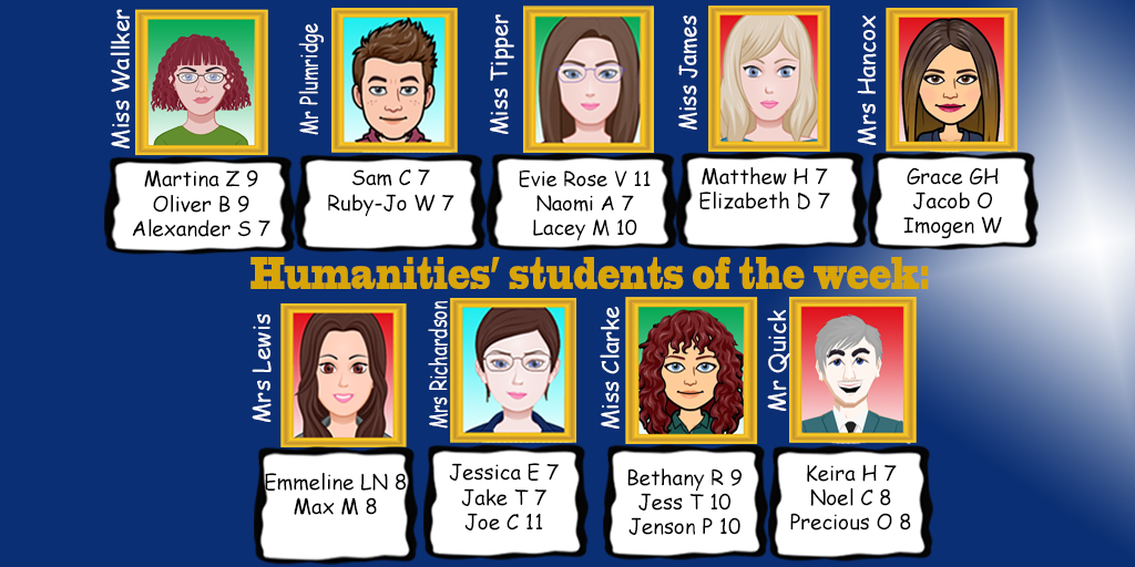 Congratulations to last week's student of the week! Keep up the great work!