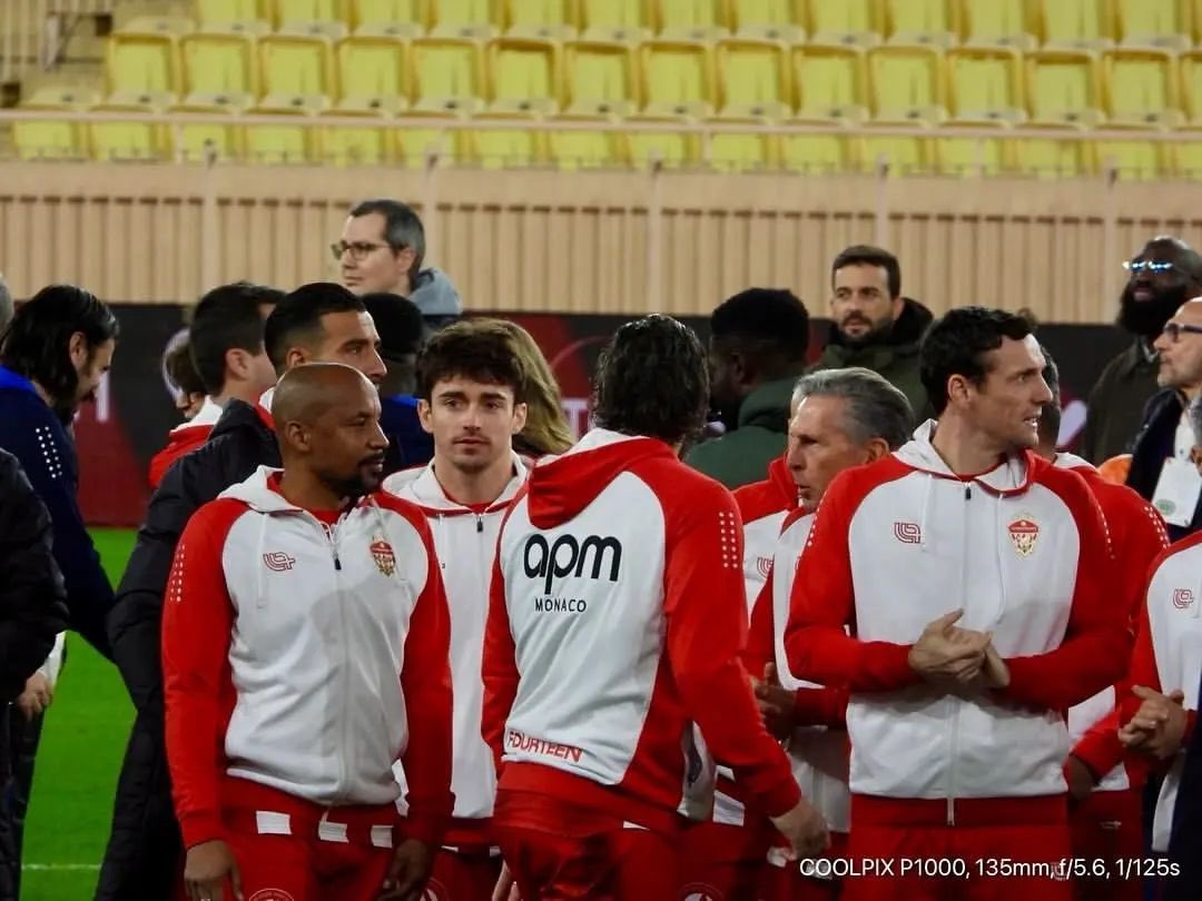 Charles Leclerc playing in Fight Aids Monaco 2024 charity football match at Stade Louis II