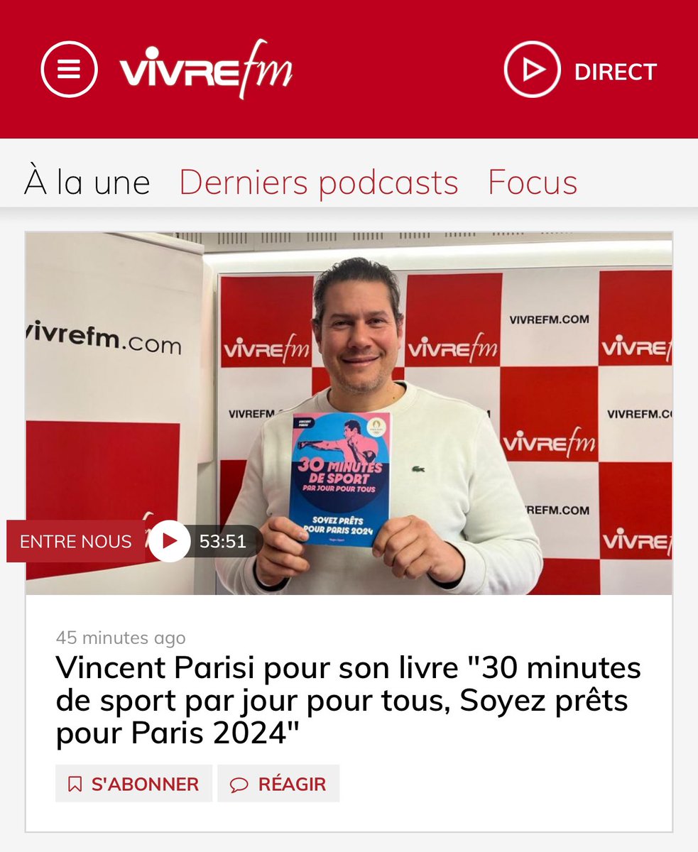 Sur @vivrefm avec la formidable @DamperonOrnella « 30 minutes de Sport par Jour pour Tous » @HugoSport_Ed lien : vivrefm.com/?fbclid=PAAaY4…