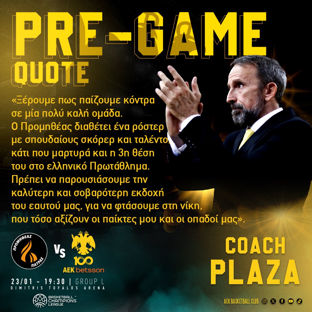aekbcgr's tweet photo. Coach Plaza speaking 🗣️
Read more here 👉🏻 https://t.co/2Arms0XTDy
#aekbetssonbc #basketballcl #proaek https://t.co/Nr5I9f6rvz