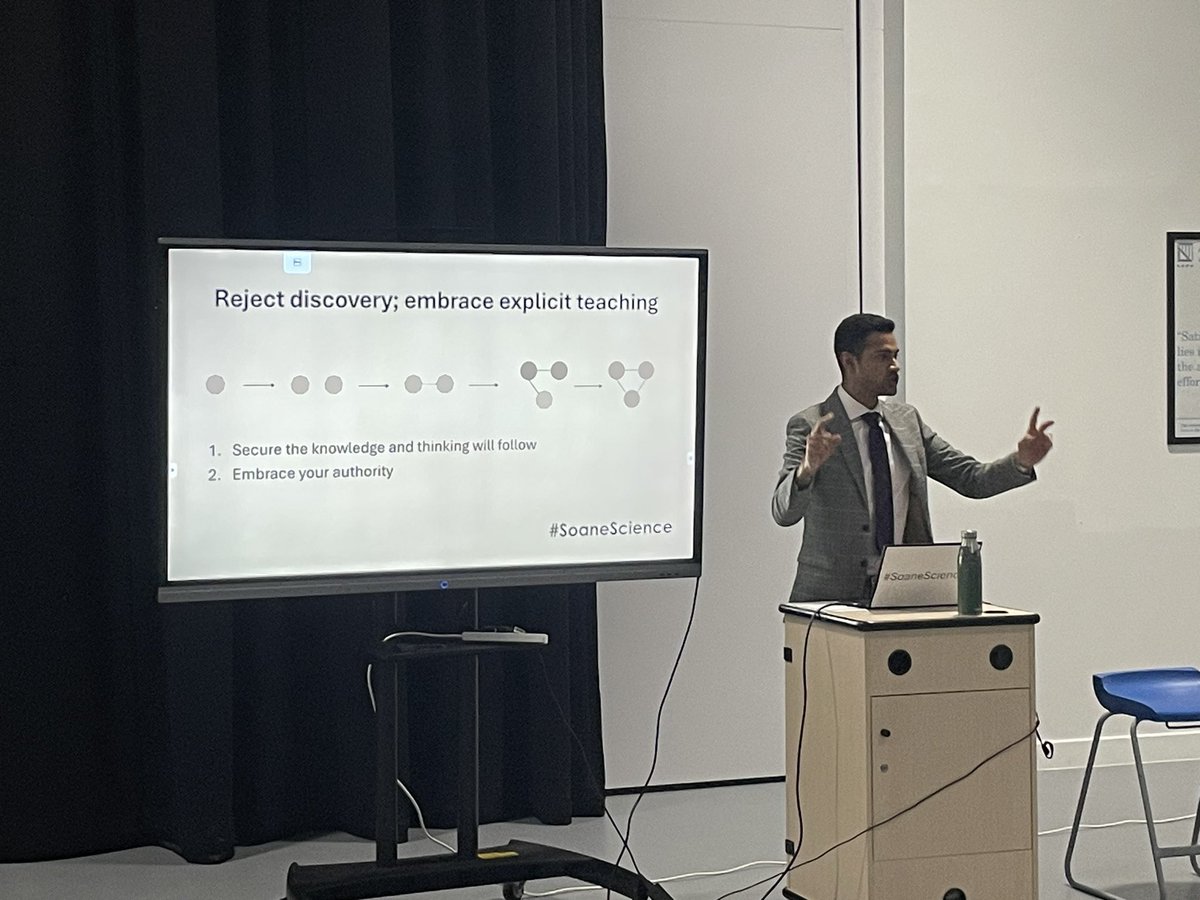 jon_hutchinson_'s tweet photo. We’re off! 

First up @MrAtwalSciTeach setting out the approach to booklet design. 

Now, @Mr_Raichura setting out the three phases of questioning. 

#soanescience https://t.co/Nvqfe1uGef