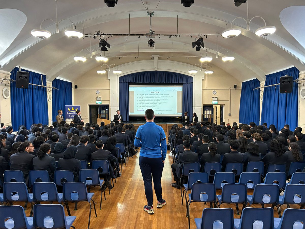 SKSixthForm's tweet photo. Year 11 had their first assembly on Sixth Form life today. The Sixth Form team are looking forward to working with them on their journey to greatness. #excellence https://t.co/XclK5O34Gn