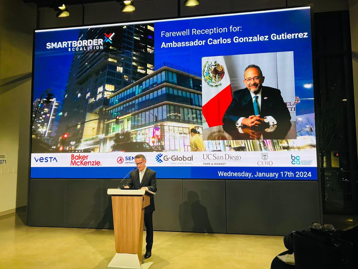 Sempra Infraestructura (@semprainfra_mx) on Twitter photo Abraham Zamora (<a href="/abrahamzato/">Abraham Zamora T</a>), nuestro VP Sr. de Asuntos Corporativos y Públicos, asistió a la recepción de despedida organizada por <a href="/SmartBorderSDTJ/">Smart Border Coalition</a> en honor del Cónsul General de México en San Diego, Emb. Carlos González Gutiérrez <a href="/carlos_glezgtez/">Carlos González Gtez</a>. ¡Nos sumamos al Abraham Zamora (<a href="/abrahamzato/">Abraham Zamora T</a>), nuestro VP Sr. de Asuntos Corporativos y Públicos, asistió a la recepción de despedida organizada por <a href="/SmartBorderSDTJ/">Smart Border Coalition</a> en honor del Cónsul General de México en San Diego, Emb. Carlos González Gutiérrez <a href="/carlos_glezgtez/">Carlos González Gtez</a>. ¡Nos sumamos al