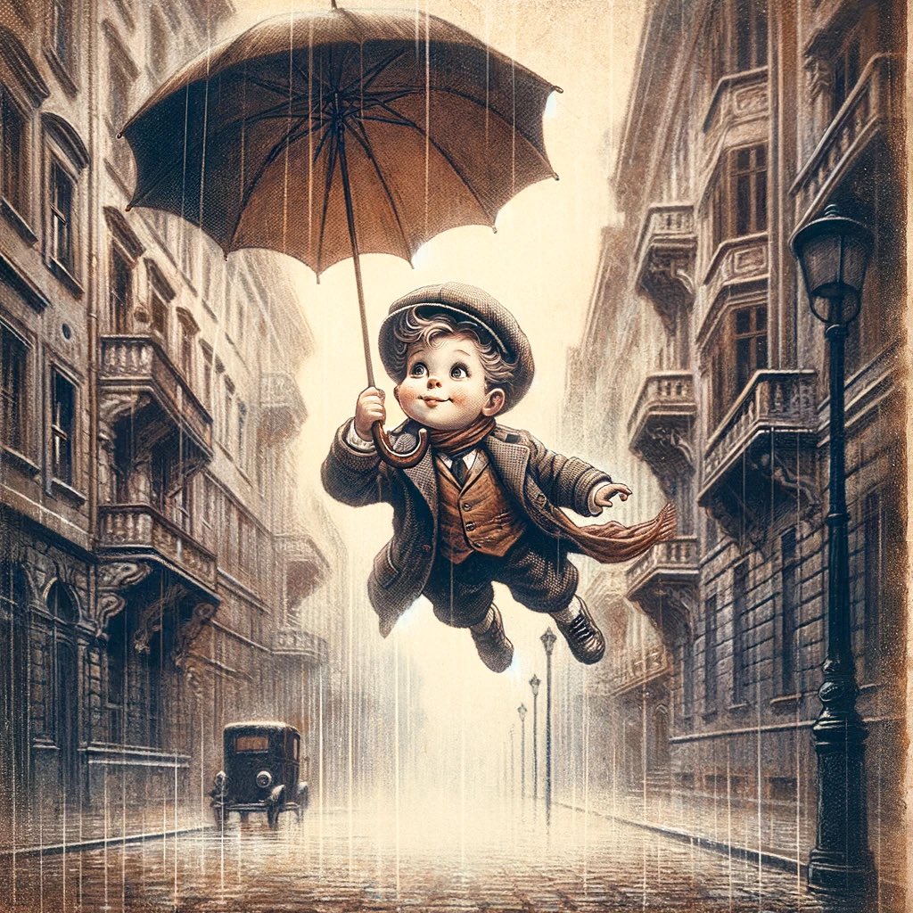 devosmos's tweet photo. Daily DALL.E 3 Art - Day 37

“Vintage Skies: A Timeless Rainy Adventure”

Prompt: “Classic vintage digital painting of a boy flying with an umbrella on a rainy day in an old city street.”

#AIArt #AIArtwork #dalle3art https://t.co/GSx57cDRQy