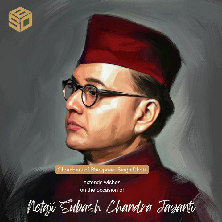 ChambersofBSD's tweet photo. Chambers of Bhavpreet Singh Dhatt wishes you a Happy Netaji Subash Chandra Jayanti!!

#netaji #freedomfighter #greeting https://t.co/LK1VmlvOSt