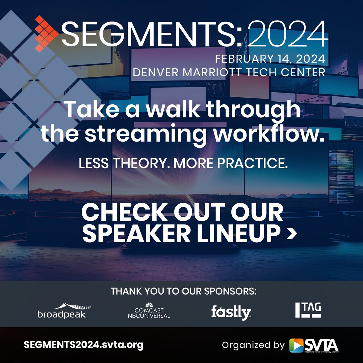 TheSVTA's tweet photo. Start 2024 with practical knowledge for delivering the best viewer experience. A lineup of experts is set to walk you through tips for navigating the #streaming workflow, including pros from @DisneyStreaming &amp; @Paramountco.

Register for #SEGMENTS2024 ▶️ https://t.co/j4LMMxjpRH https://t.co/oc7jW1lubI