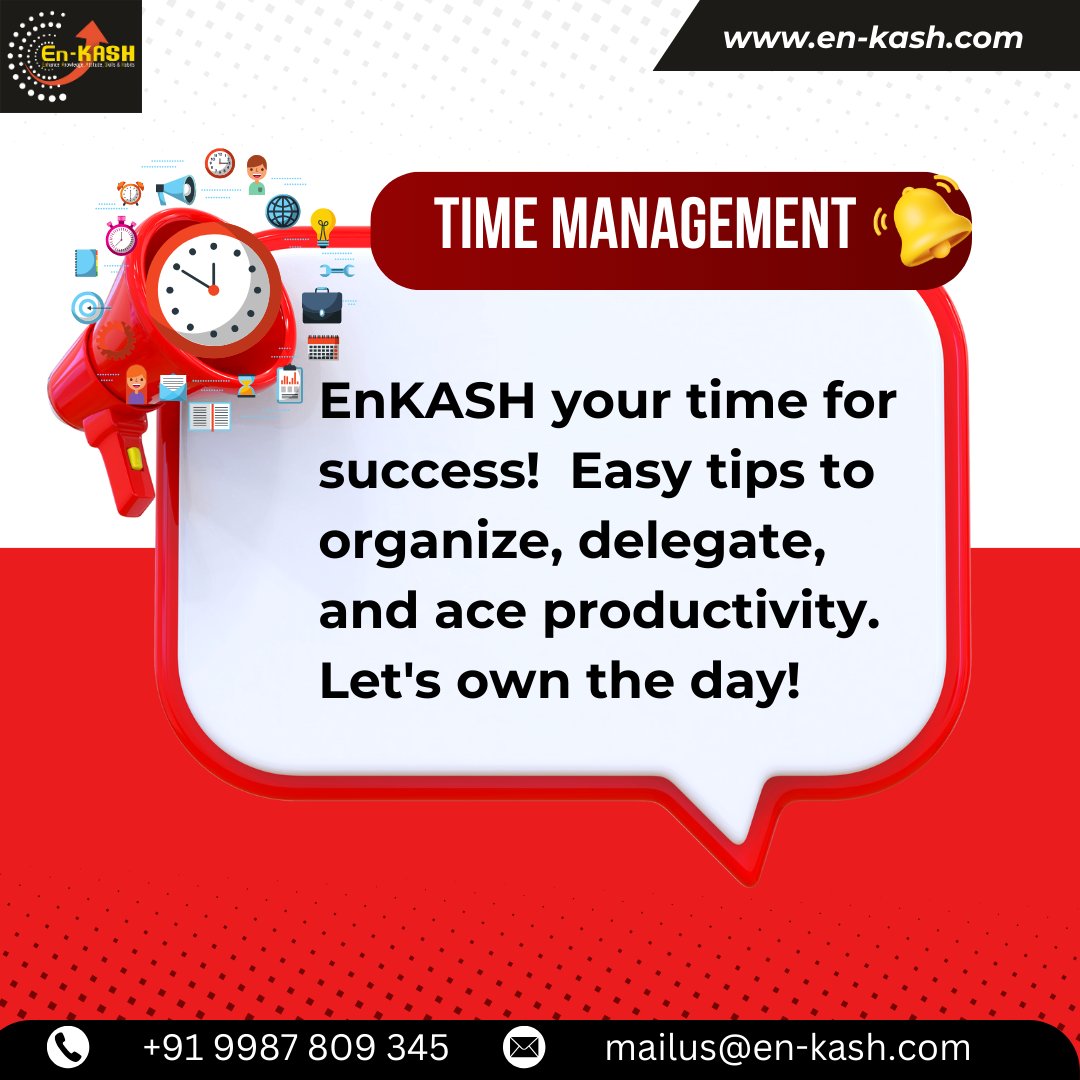 Master your day with EnKASH magic!  Simplify, delegate, and conquer productivity like a pro. Time to level up!
.
.
#EnKASH #TimeManagement #ProductivityTips #WorkSmart #TimeHacks #OfficeOrganization #WorkflowWizardry #OwnYourDay #SuccessMindset