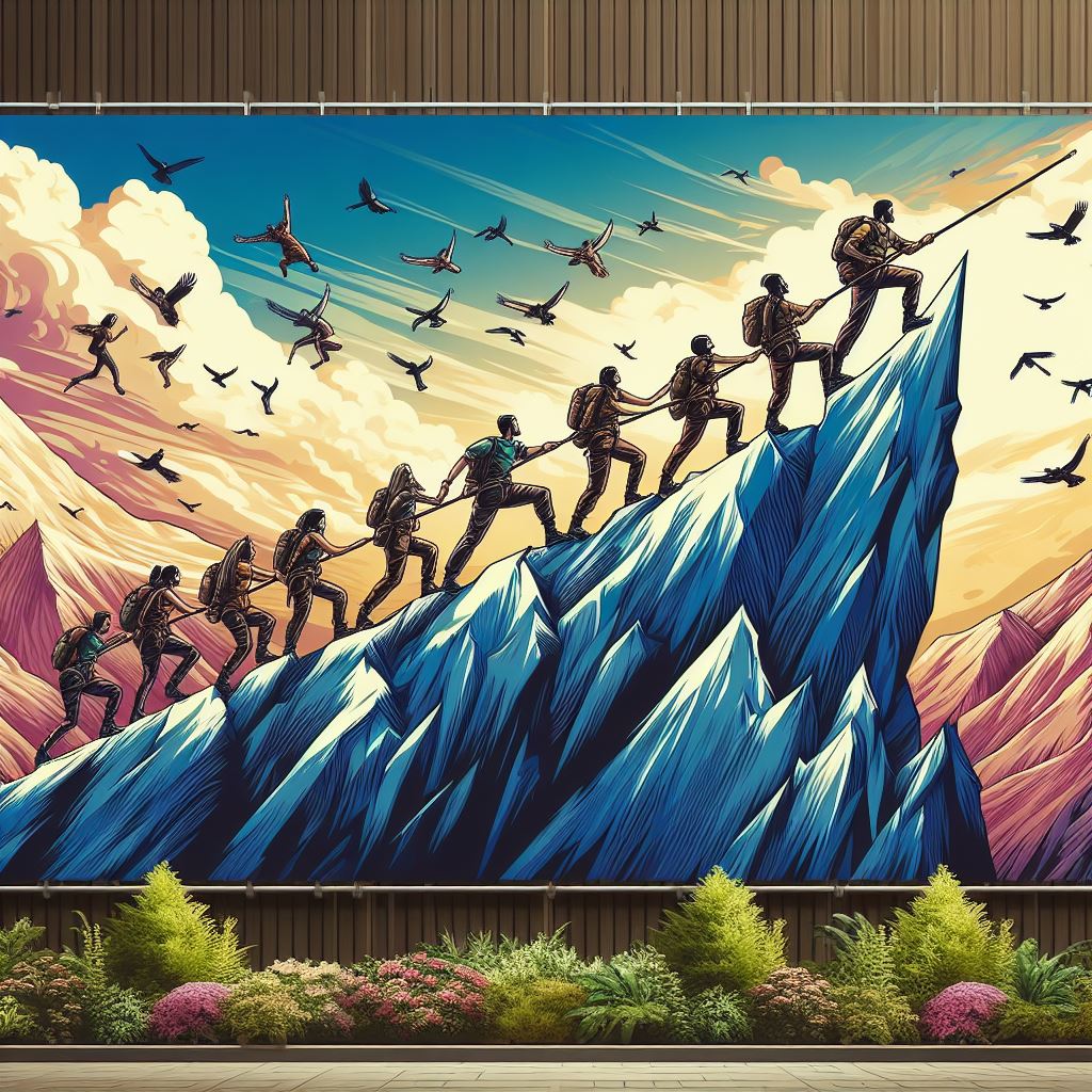 Sakshiarra's tweet photo. Utilized the latest insights from the previous class, specifically AI art generation, for the first team assignment at  @eraofnocode. 
Emphasized unity, growth, and the pursuit of utopian ideals through a well-balanced and uplifting design. Which version do you like the most? https://t.co/F9HE7HHWob