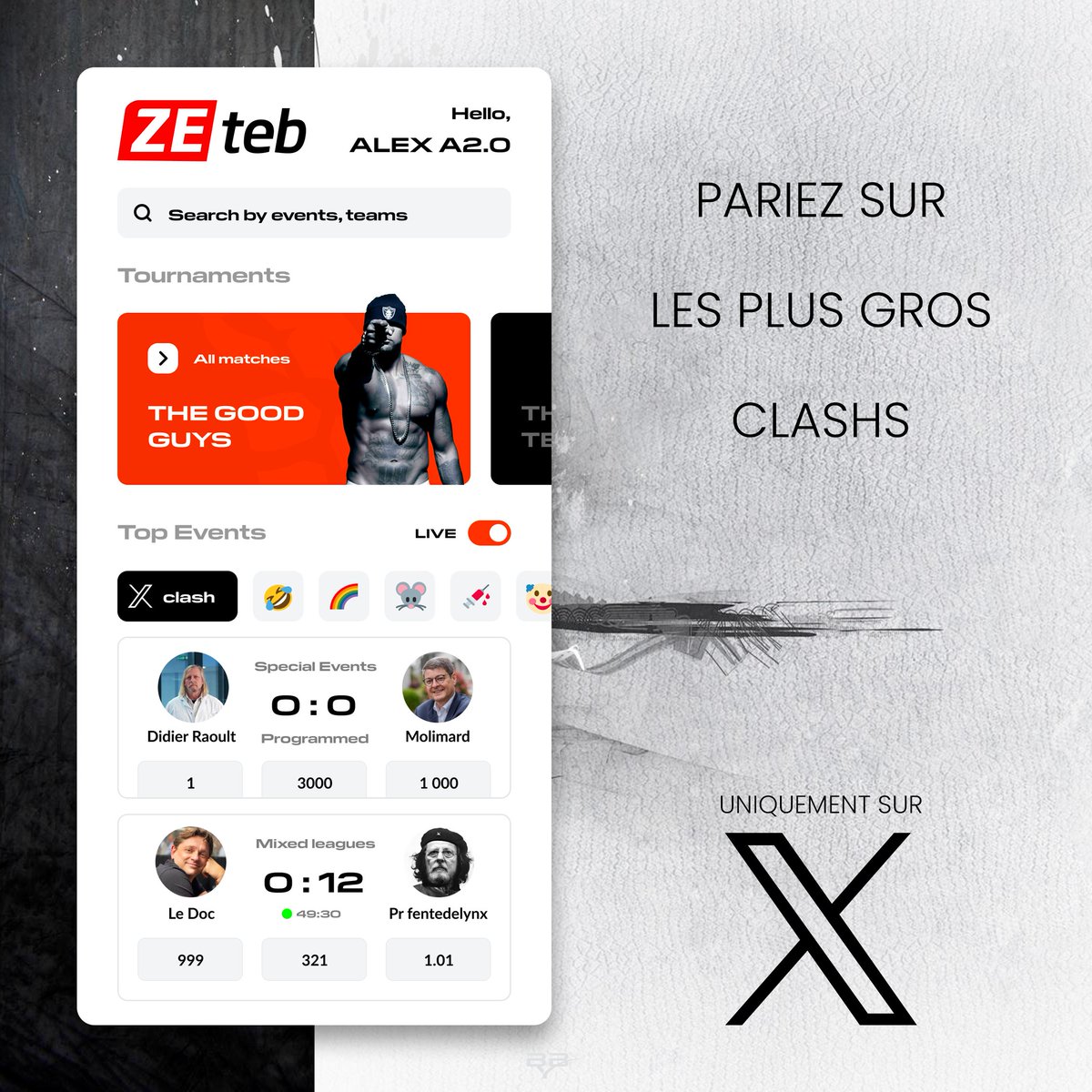 BarBar_Yann's tweet photo. Alex A2.0 🥷🇫🇷 & BarBarYann ont le plaisir de vous annoncer le lancement de la première application de paris sur X !
#TeamBadGuys or #TeamGoodGuys ? https://t.co/HeuSNKoShE