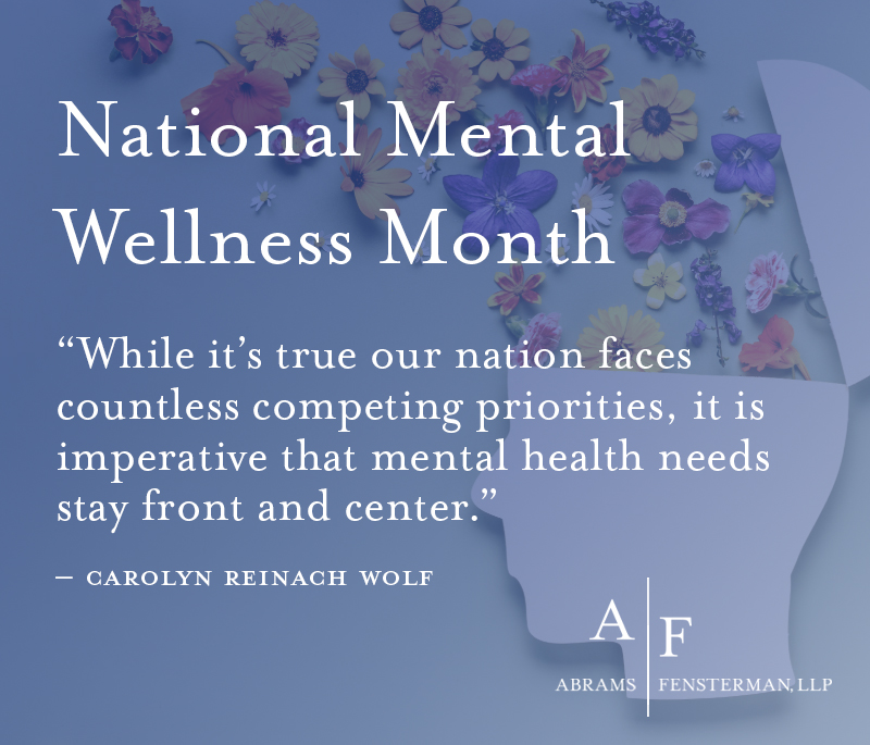 We understand the importance of mental health advocacy and remain committed to keeping it at the heart of our community efforts. 

#HealthAdvocacy
#CommunitySupport
#AbramsFensterman
#MentalHealthMonday
#MentalWellnessMonth