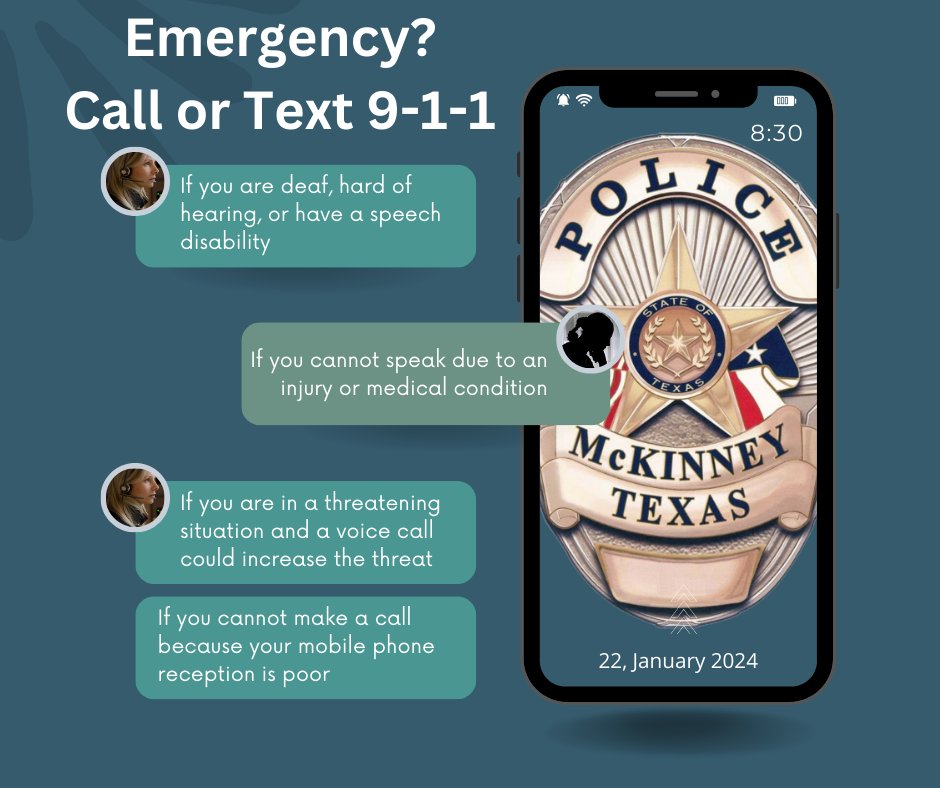 McKinneyPolice's tweet photo. ๐จ Urgent: Safety Alert for Our Community! ๐จ
โ ๏ธ Remember: 1๏ธโฃ Call 911 if possible.2๏ธโฃ Text to 911 if you can't speak safely.
๐ฑ Our email isnโt monitored 24/7. In emergencies, use Text-to-911 for quick help. Let's keep each other safe. Please share! ๐
#TextTo911 https://t.co/e1ira5gCFp